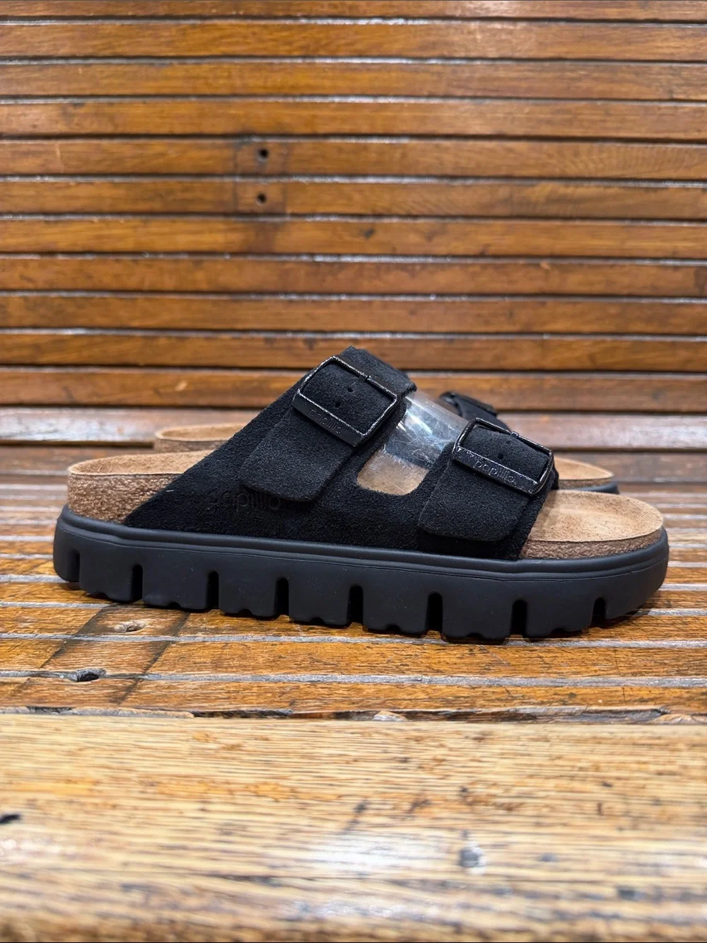 Birkenstock Black Suede Two-Strap Sandals